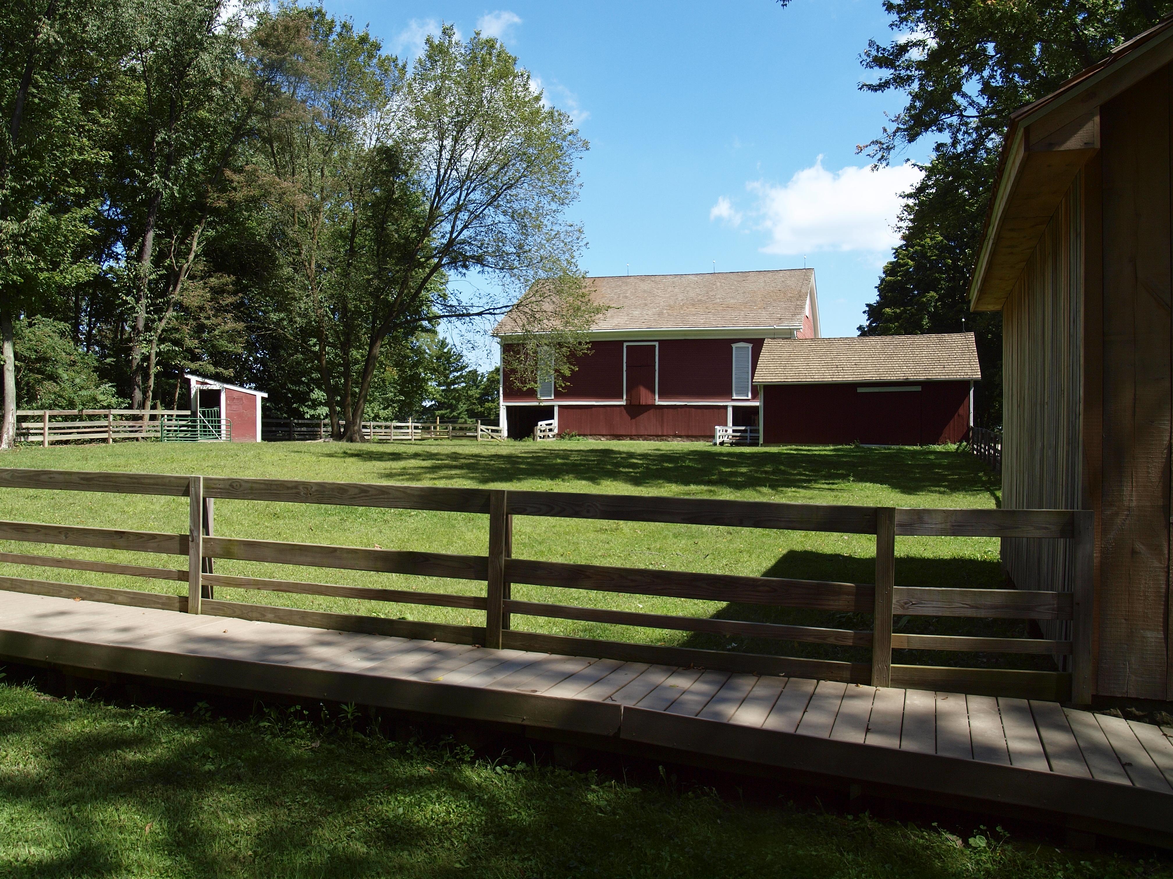 A big red barn sits on the Nature Center property